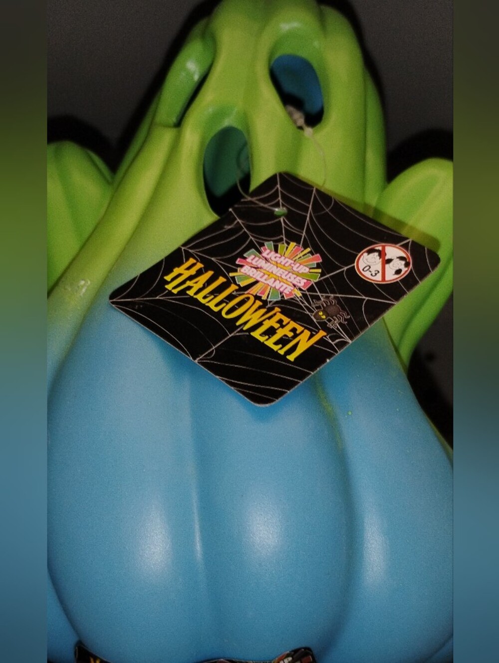 Halloween Light-Up Pumpkin Decor in Blue and Green Ombre